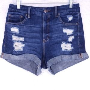 Aeropostale Destroyed High Rise Curvy Midi Jean Shorts Women Size 10 Denim Pants